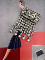 Vintage Crystal Fringe Statement Brooch