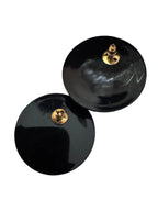 Vintage 1980s Black Enamel & Gold Swirl Studs