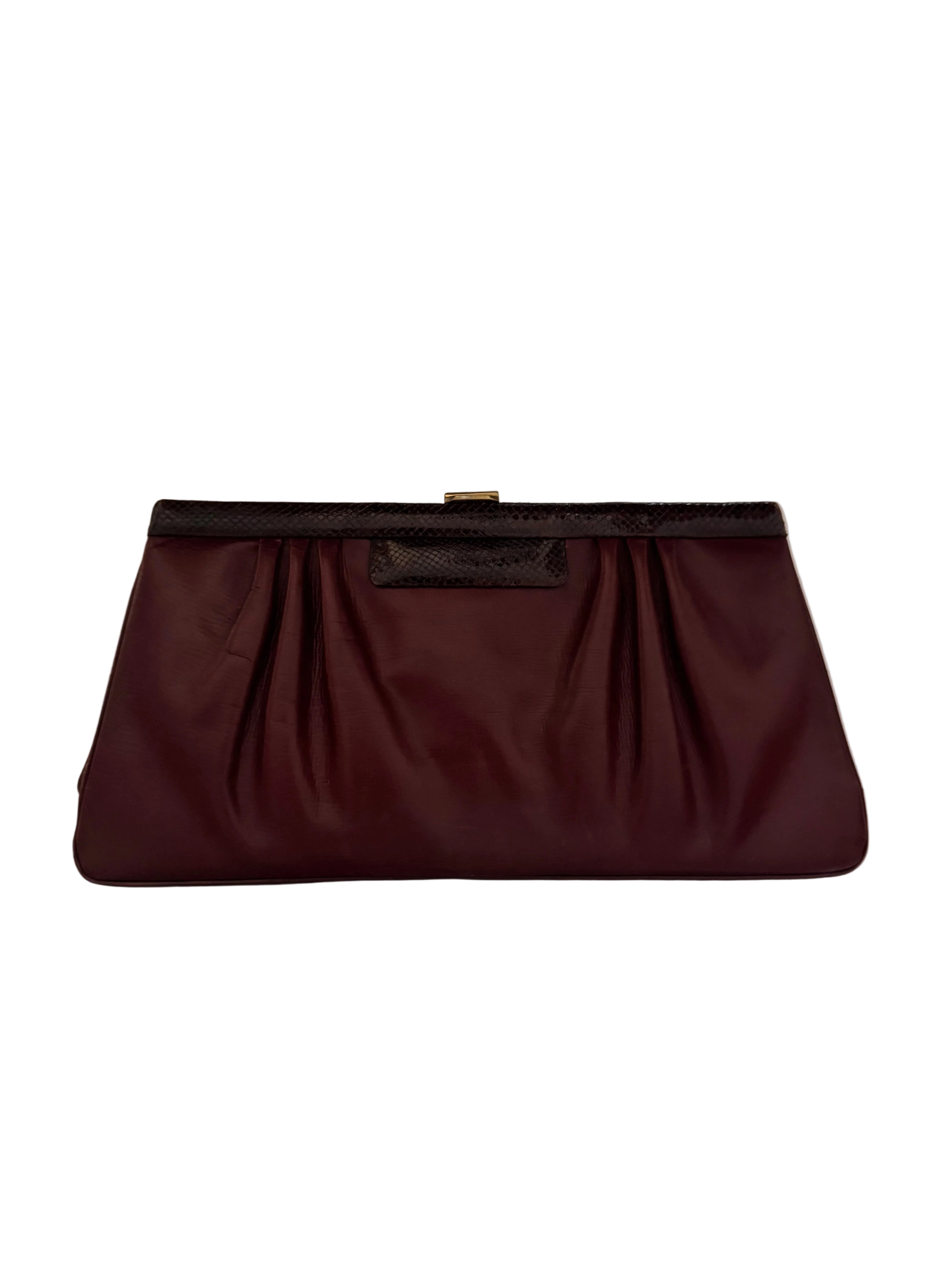 Vintage Burgundy Leather Clutch Bag