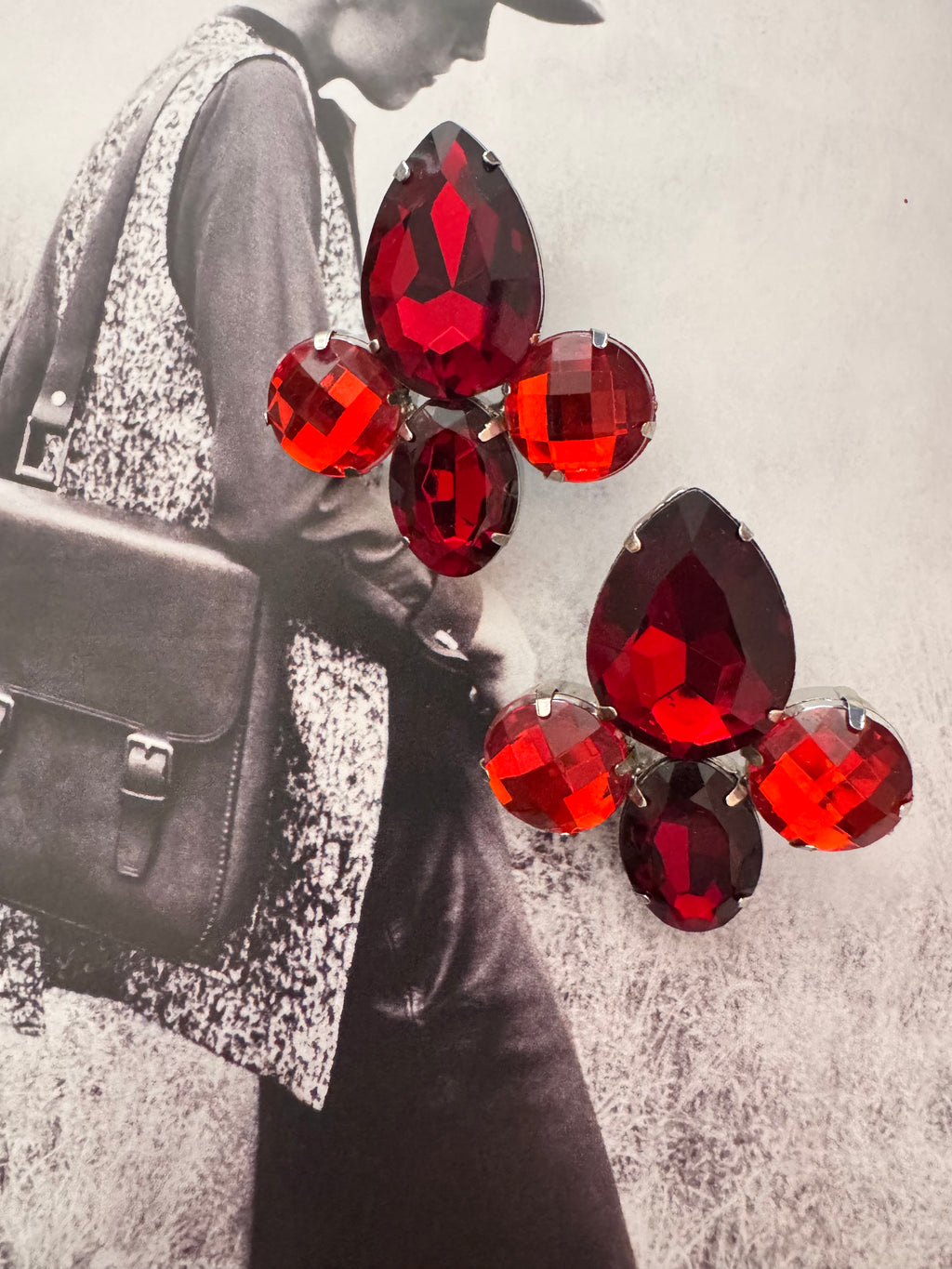 Vintage Retro Red Resin Earrings