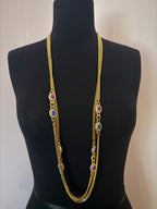 Vintage Gold Plated Double Sautoir Chain Necklace Set