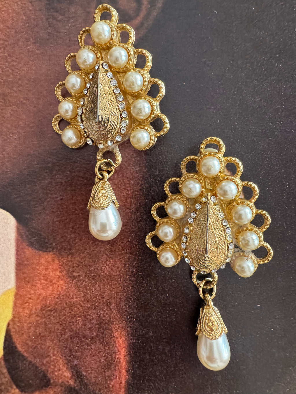 Vintage Baroque Revival Faux Pearl Drop