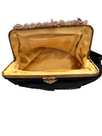 Vintage French Silk Satin Embroidered Evening Bag