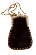 Victorian Revival Velvet & Gold Filigree Chain Purse