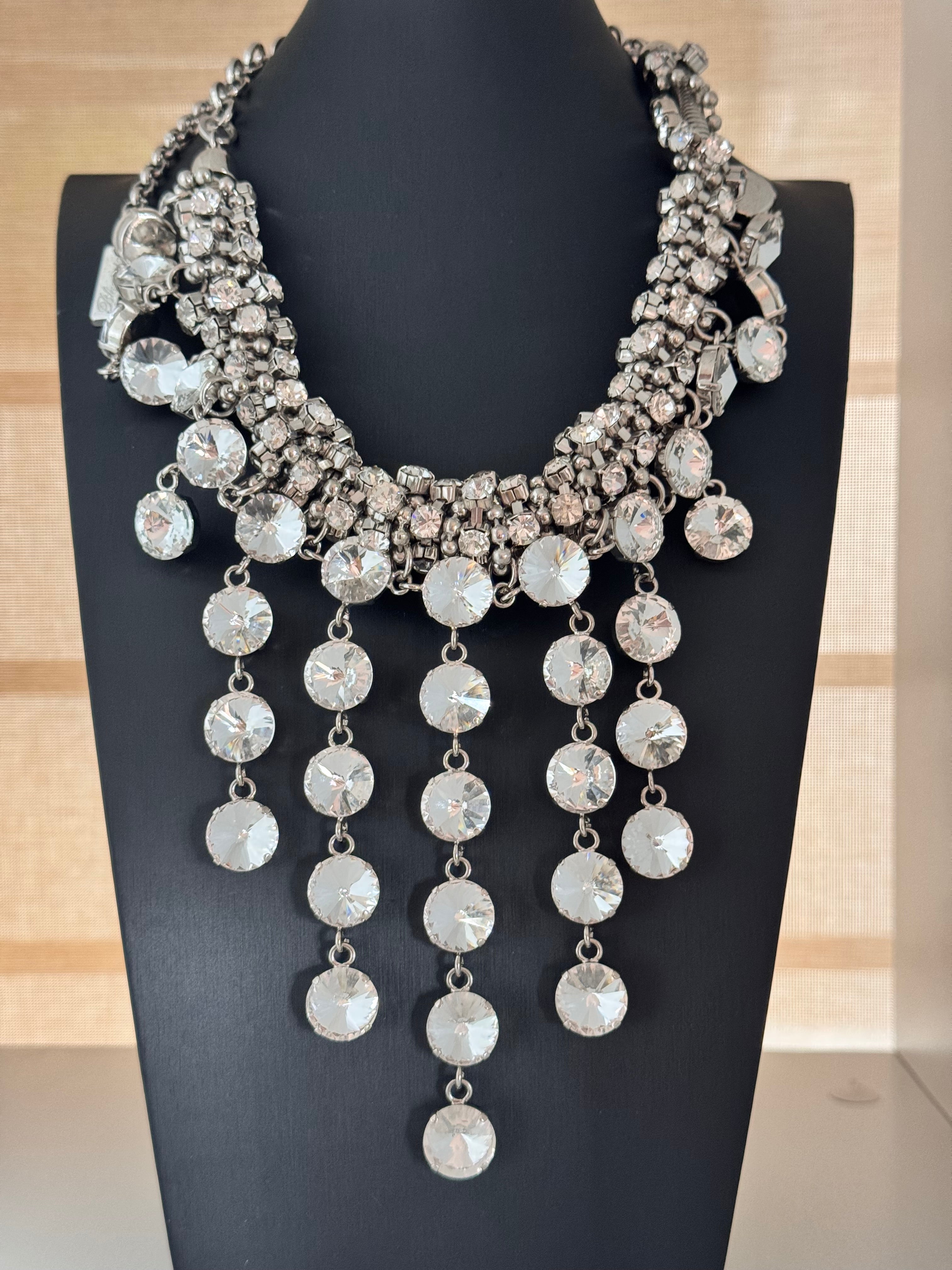 BluMarine Crystal Fringe Statement Necklace