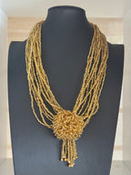 Vintage Gold Beaded Multi Strand Statement Necklace
