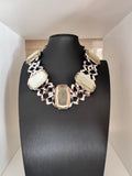 Vintage Silver Tone Geometric Statement Necklace