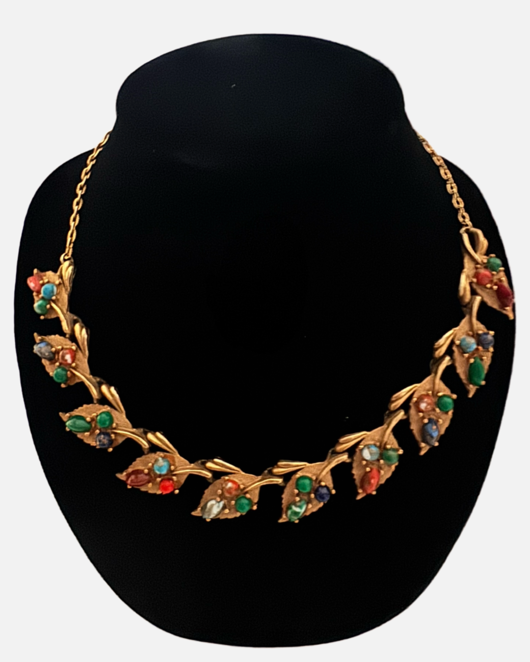 Vintage Art Nouveau Revival Gold Plated Leaf Necklace