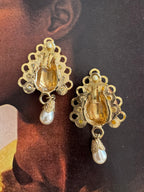 Vintage Baroque Revival Faux Pearl Drop