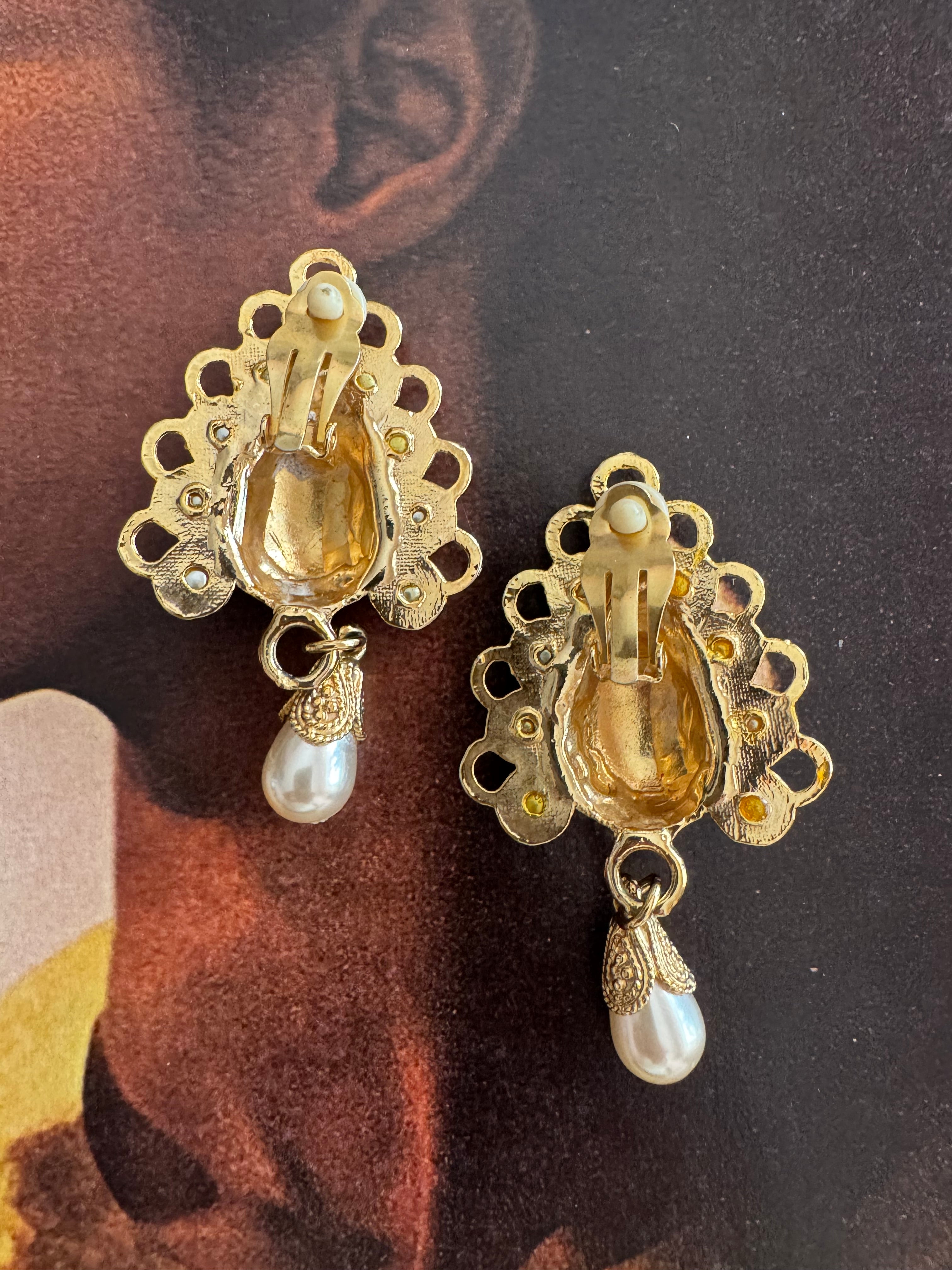 Vintage Baroque Revival Faux Pearl Drop