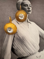 Vintage Sunburst Rhinestone Drop Earrings