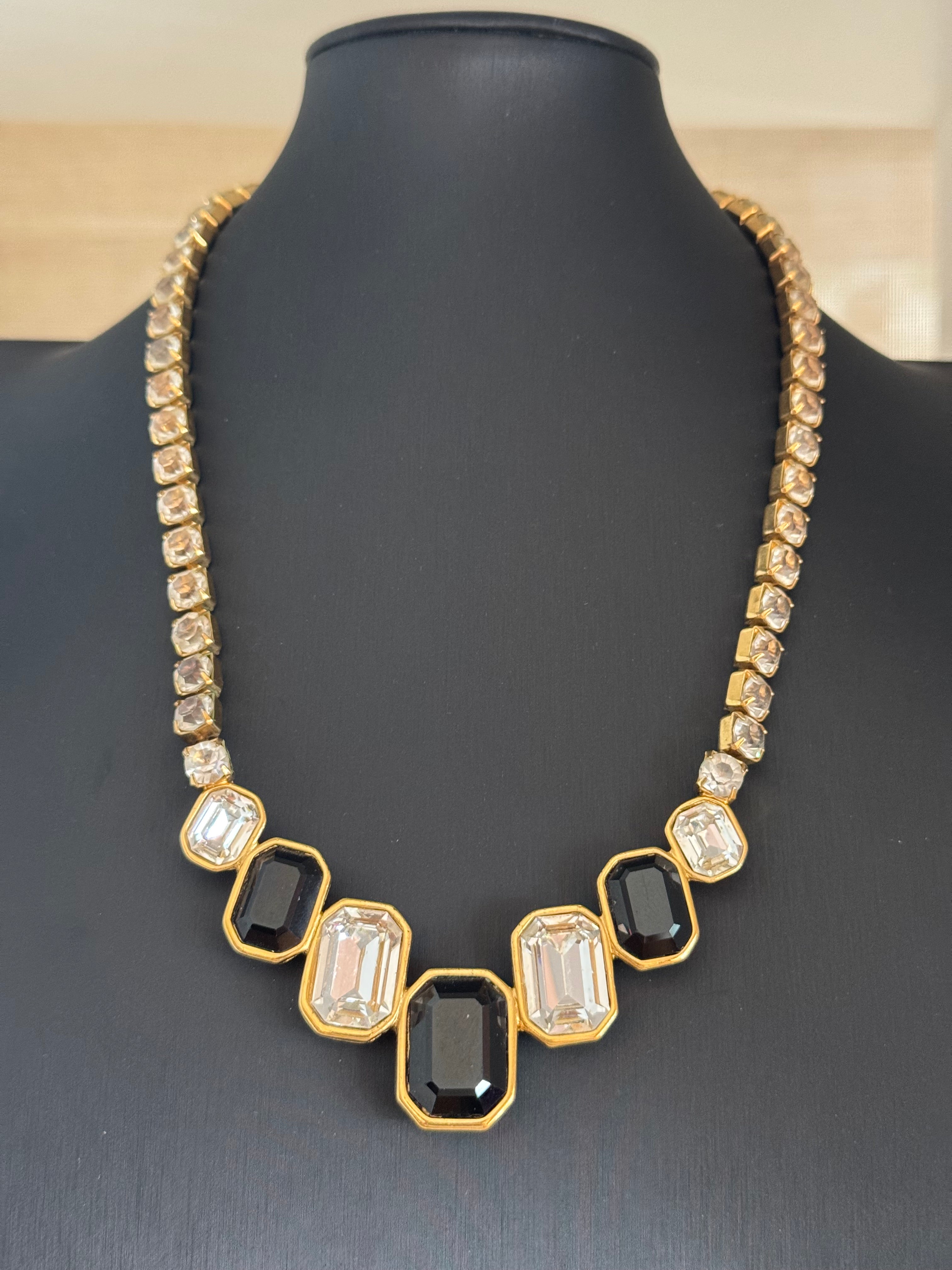 Vintage Monet Signed Art Deco Style Statement Necklace