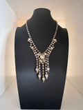 Vintage Hollywood Regency Rhinestone Fringe Statement Necklace