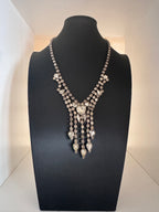 Vintage Hollywood Regency Rhinestone Fringe Statement Necklace