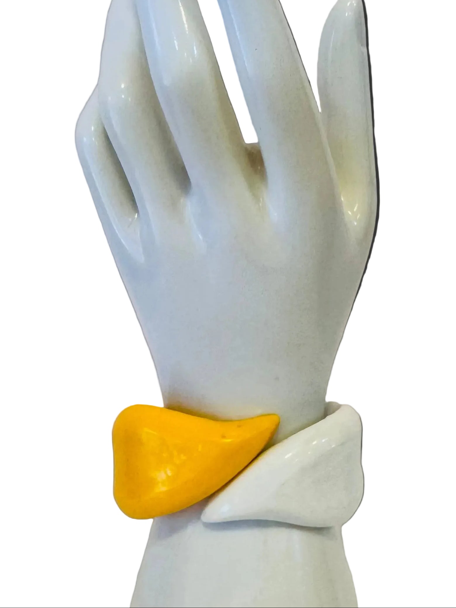 Vintage Sculptural Yellow and White Resin Bracelet