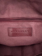 Burberry Brown Leather Haymarket Check Coated Canvas Top Handle Bag