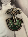 Vintage Art Nouveau Cherub Shield Brooch