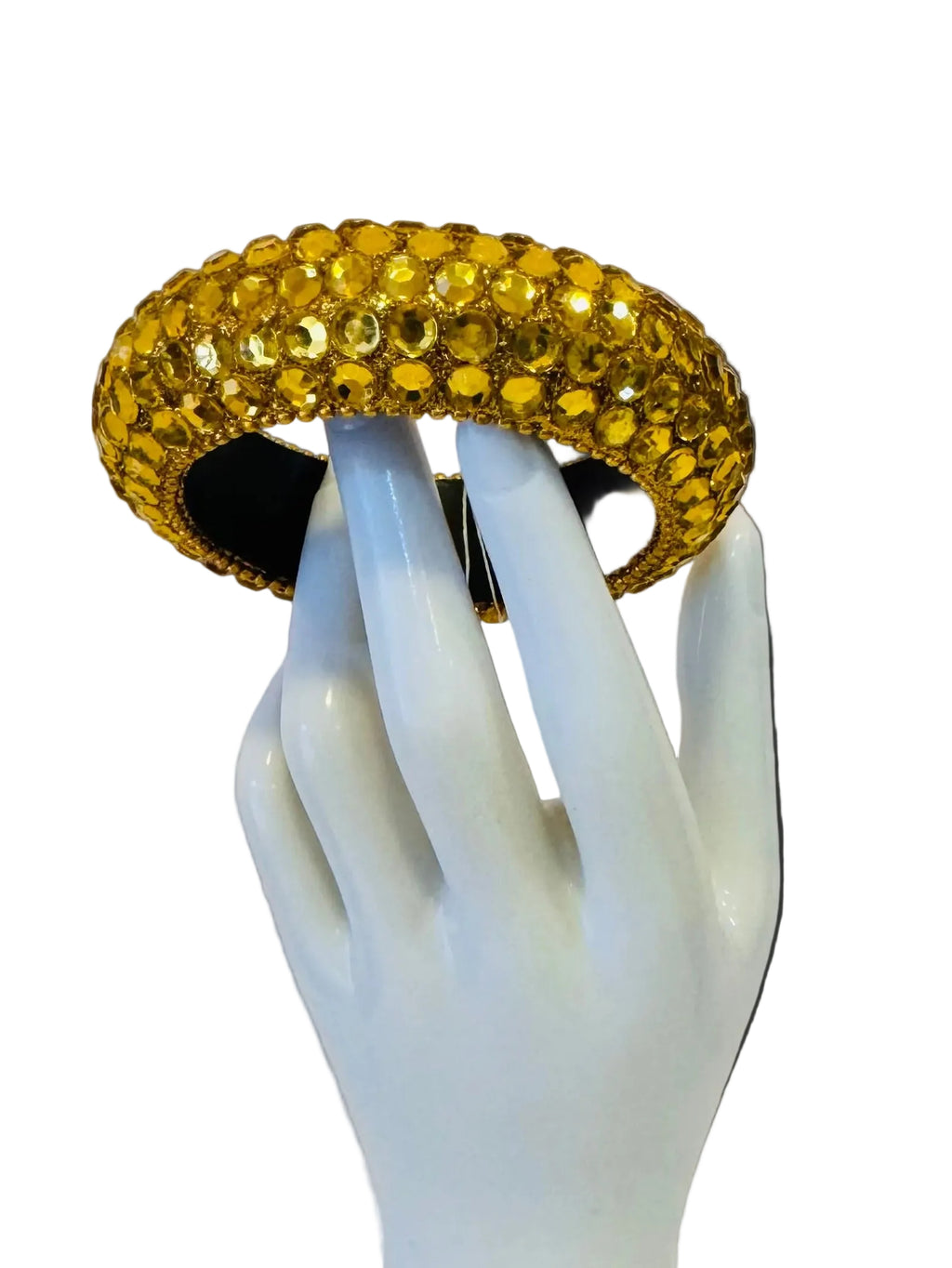 Vintage Yellow Lucite Dome Statement Bracelet