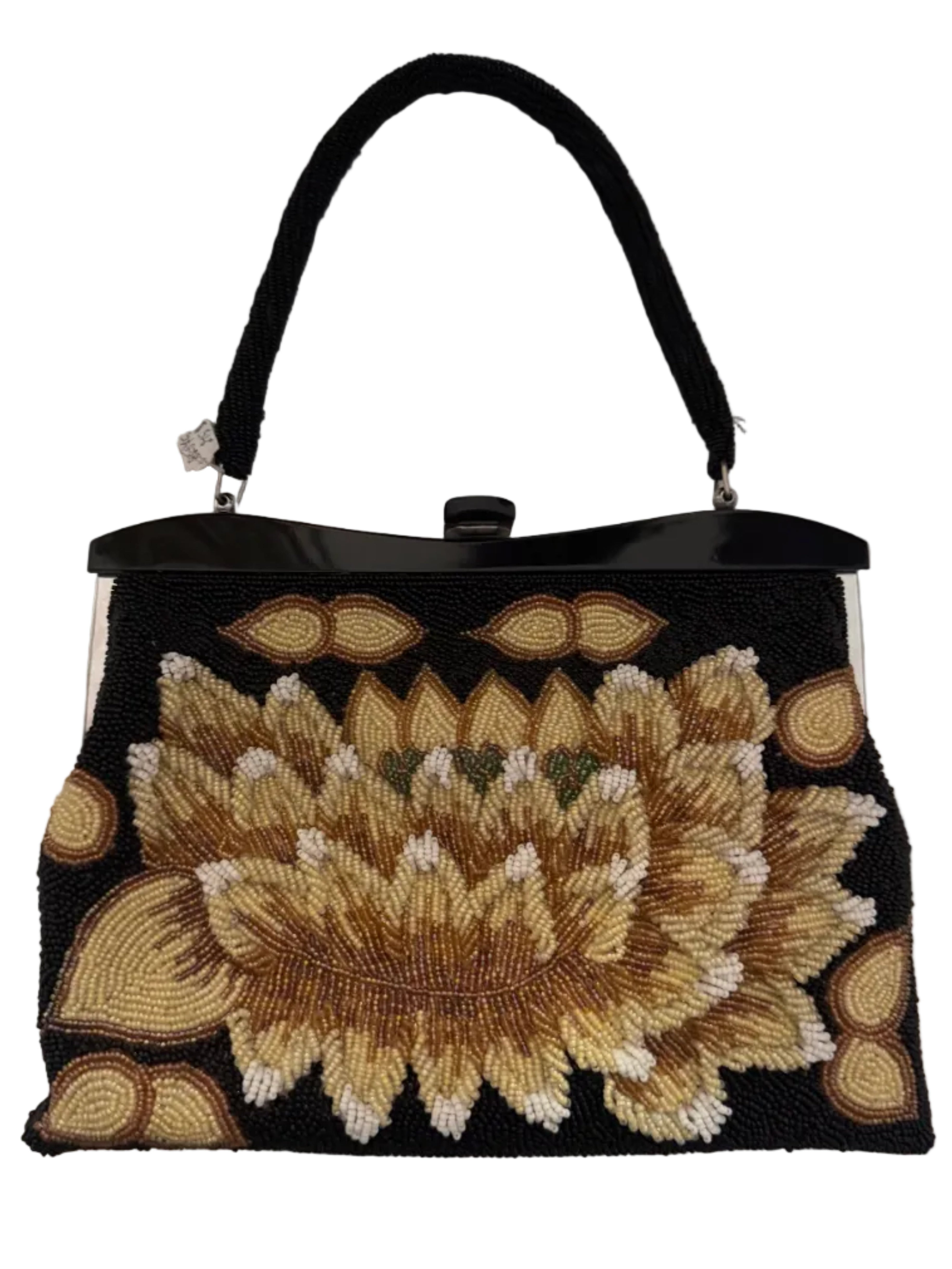 Vintage 1950s Floral Beaded Evening Bag