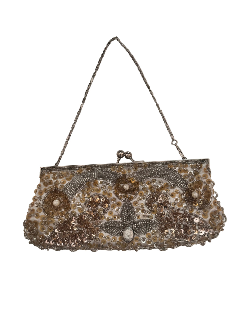 Vintage 1980s Sequin and Faux Pearl Party Bag