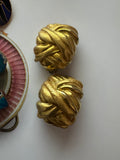 Vintage Sculptural Gold Plated Clip-On Earrings