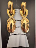 Vintage Gold Tone Sculptural Clip-On Earrings
