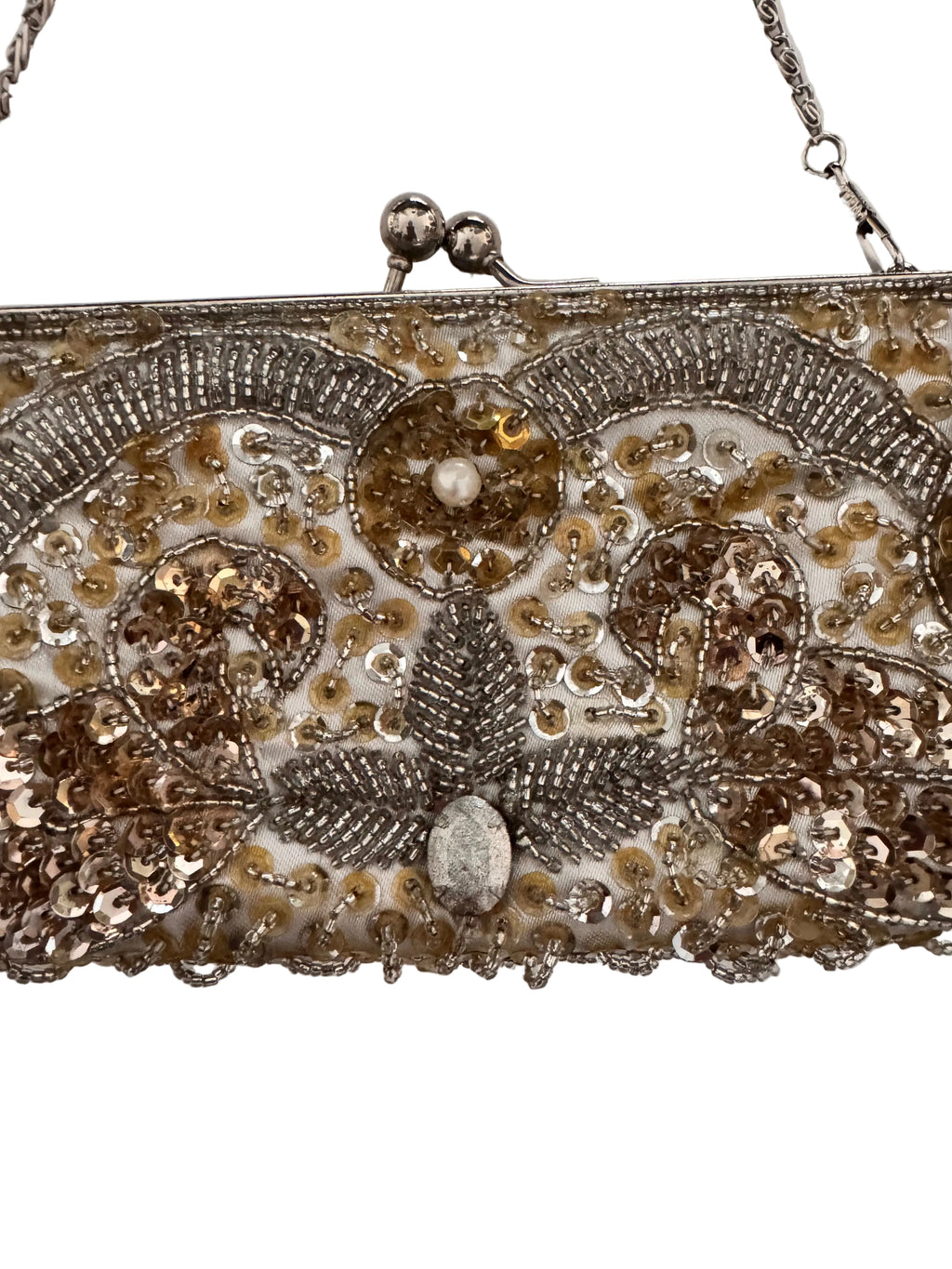 Vintage 1980s Sequin and Faux Pearl Party Bag