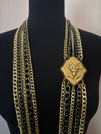 Vintage Givenchy Multi Chain Lion Medallion Sautoir Necklace