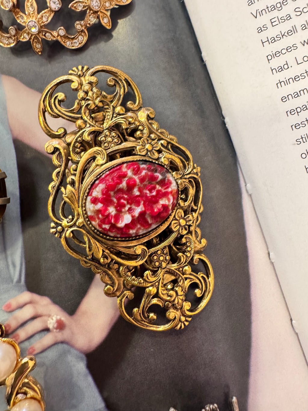 Czech Art Nouveau Revival Floral Brooch
