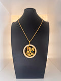 Vintage Japanese Gold Plated Scenic Pendant Necklace