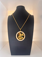 Vintage Japanese Gold Plated Scenic Pendant Necklace
