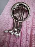Vintage Modernist Pearl Tassel Circle Brooch
