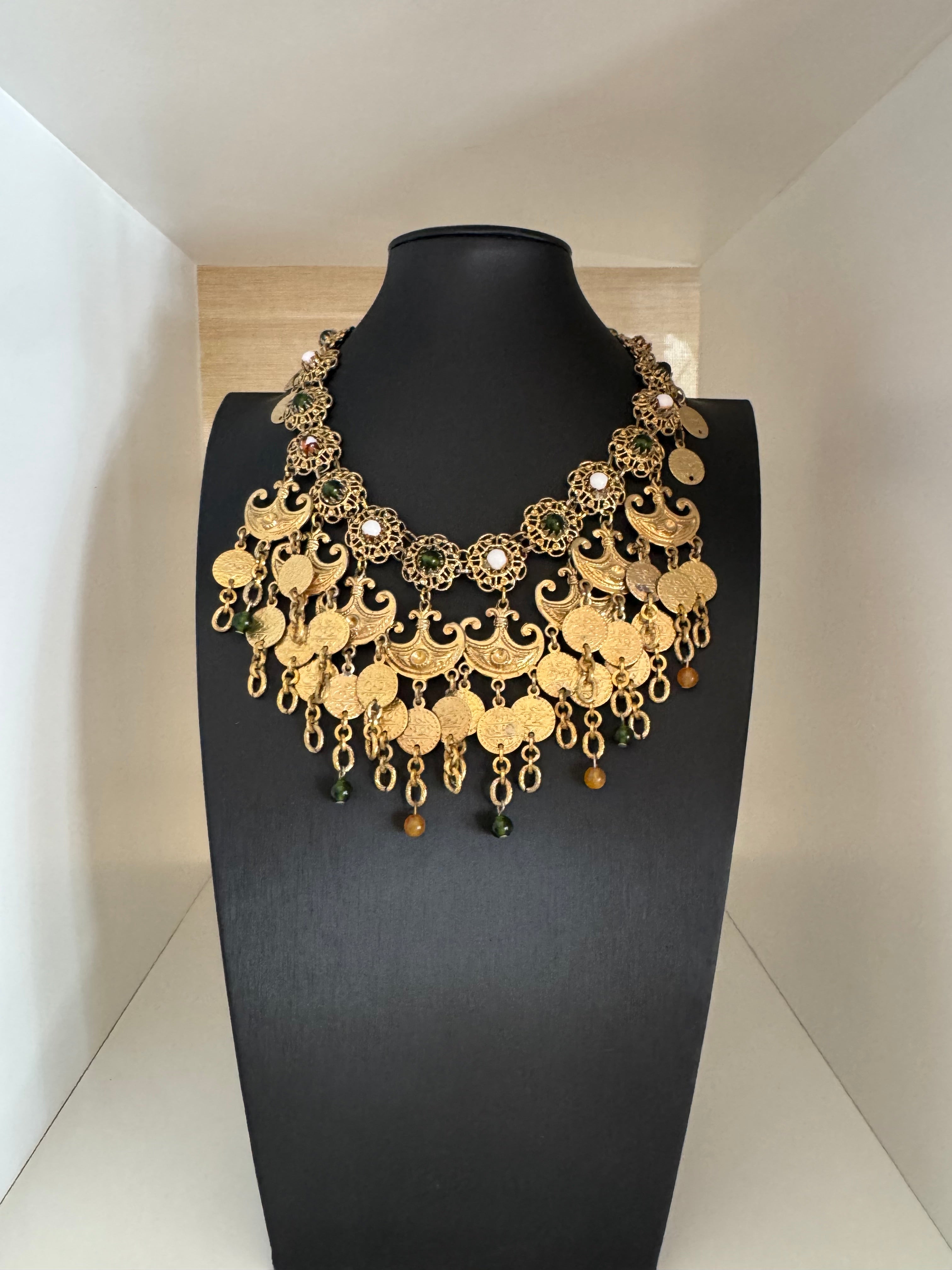 Levantine Coin Bib Necklace 1950s