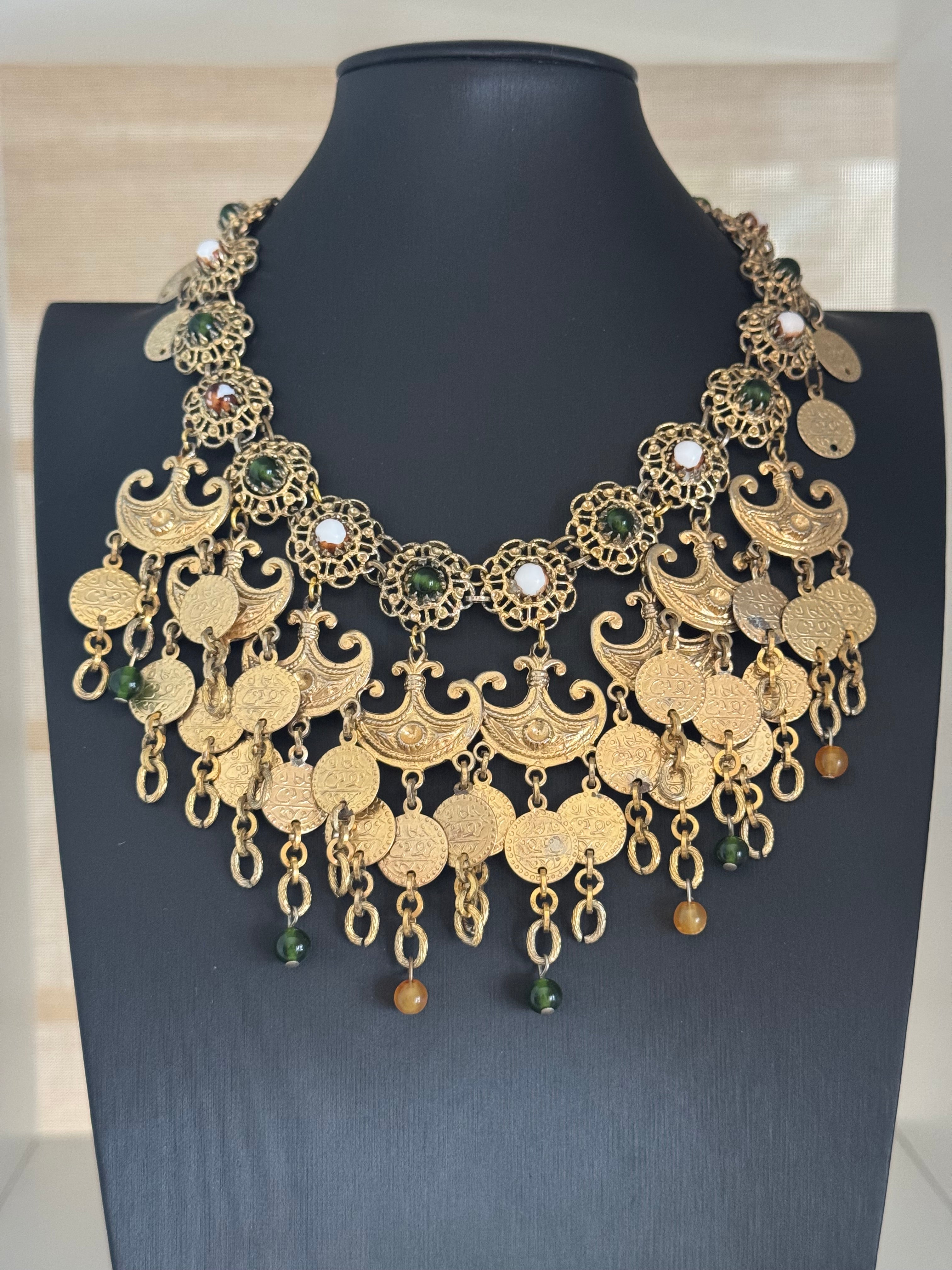 Levantine Coin Bib Necklace 1950s
