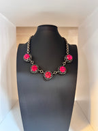 Vintage Victorian Revival Sterling Silver Crystal Necklace