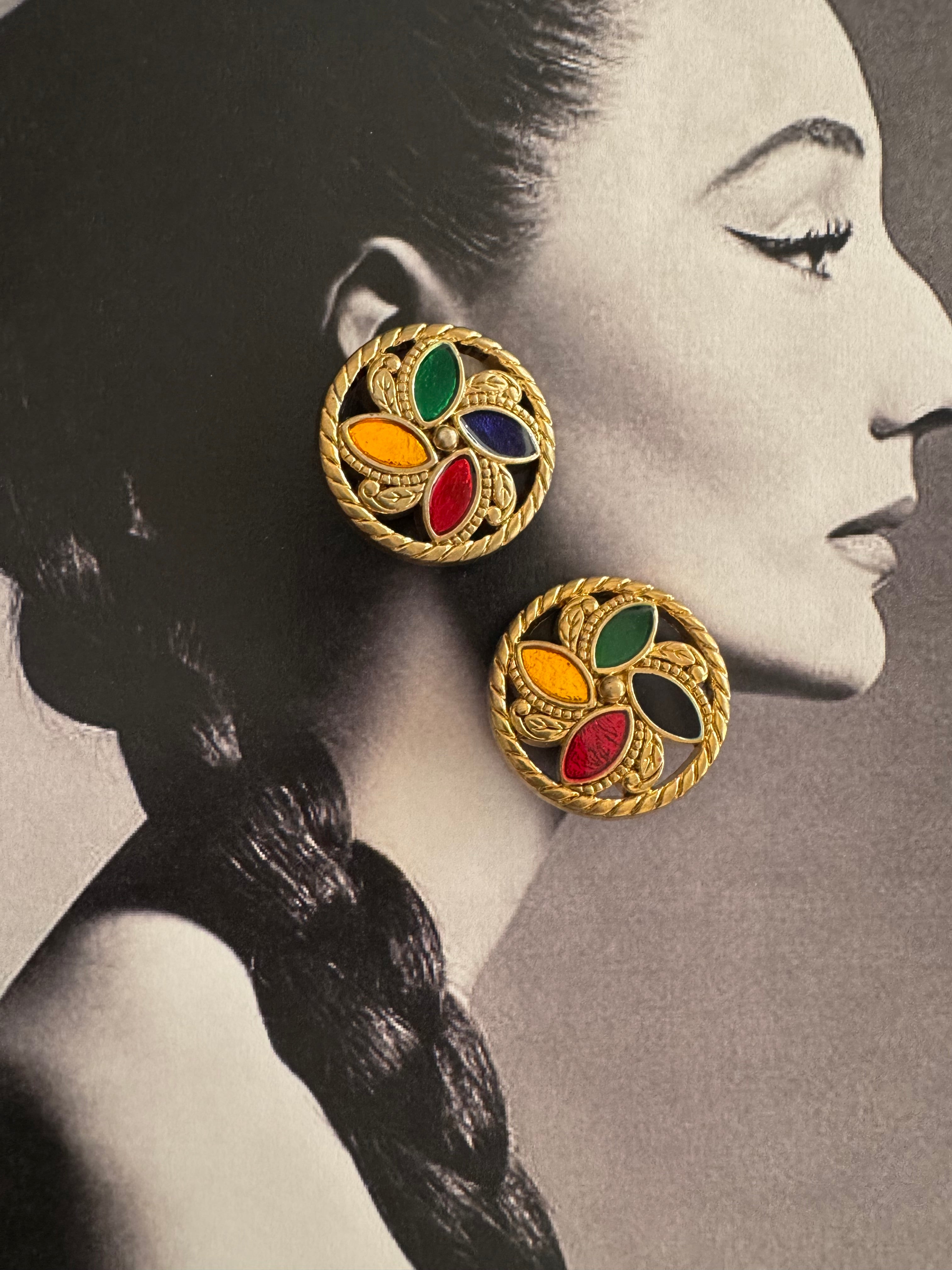 Vintage Byzantine Revival Multicolor Earrings