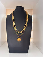 Vintage Layered Gold-Tone Curb Chain & Queen Elizabeth II Coin Necklace