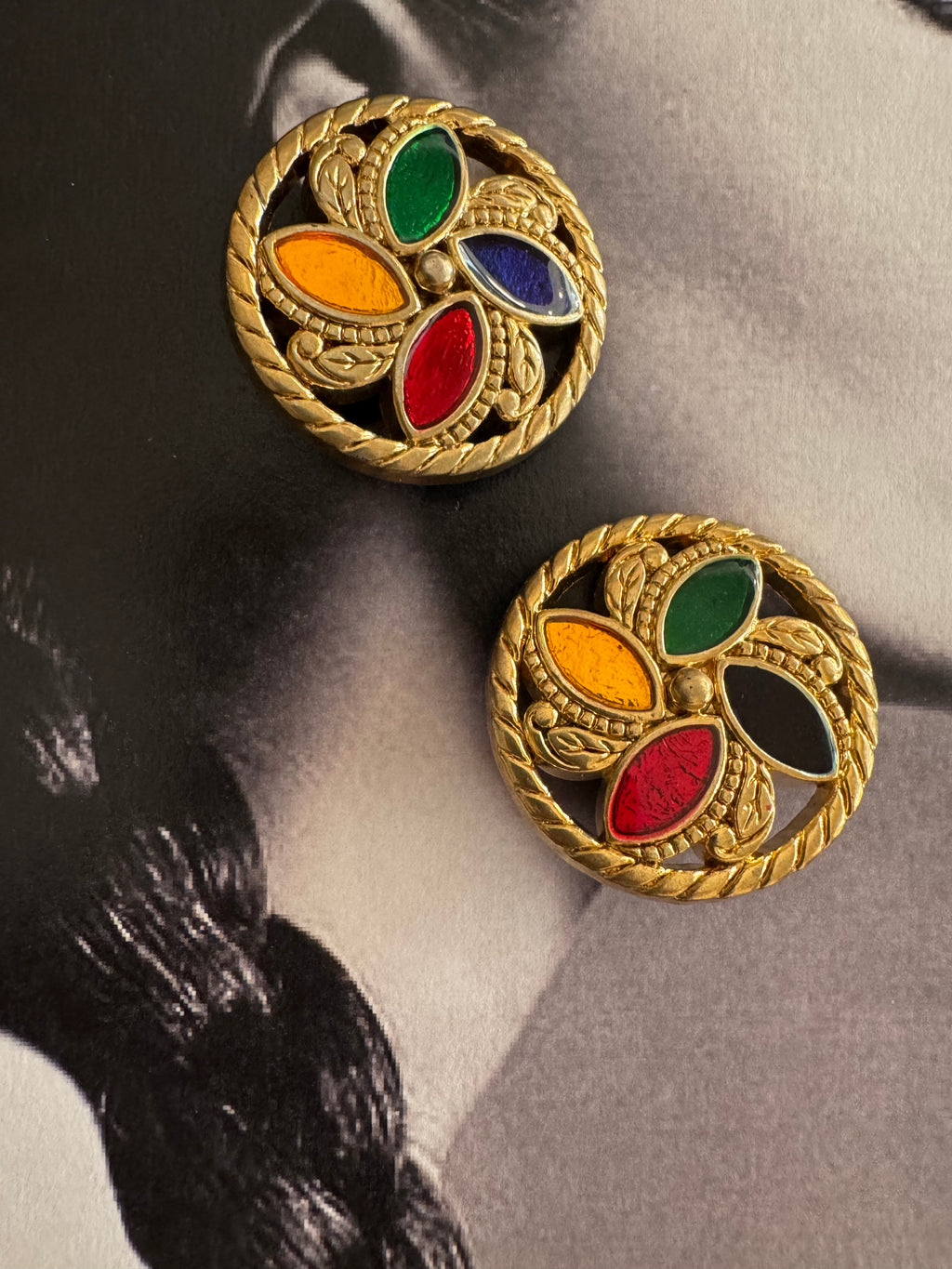 Vintage Byzantine Revival Multicolor Earrings