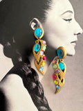 Vintage Colorful Cabochon Drop Earrings