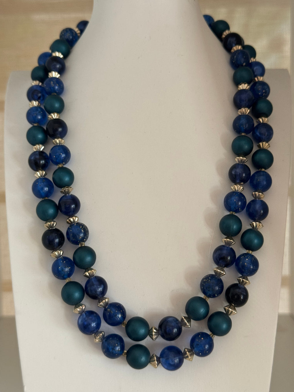 Blue Lapis Beaded Double Strand Necklace