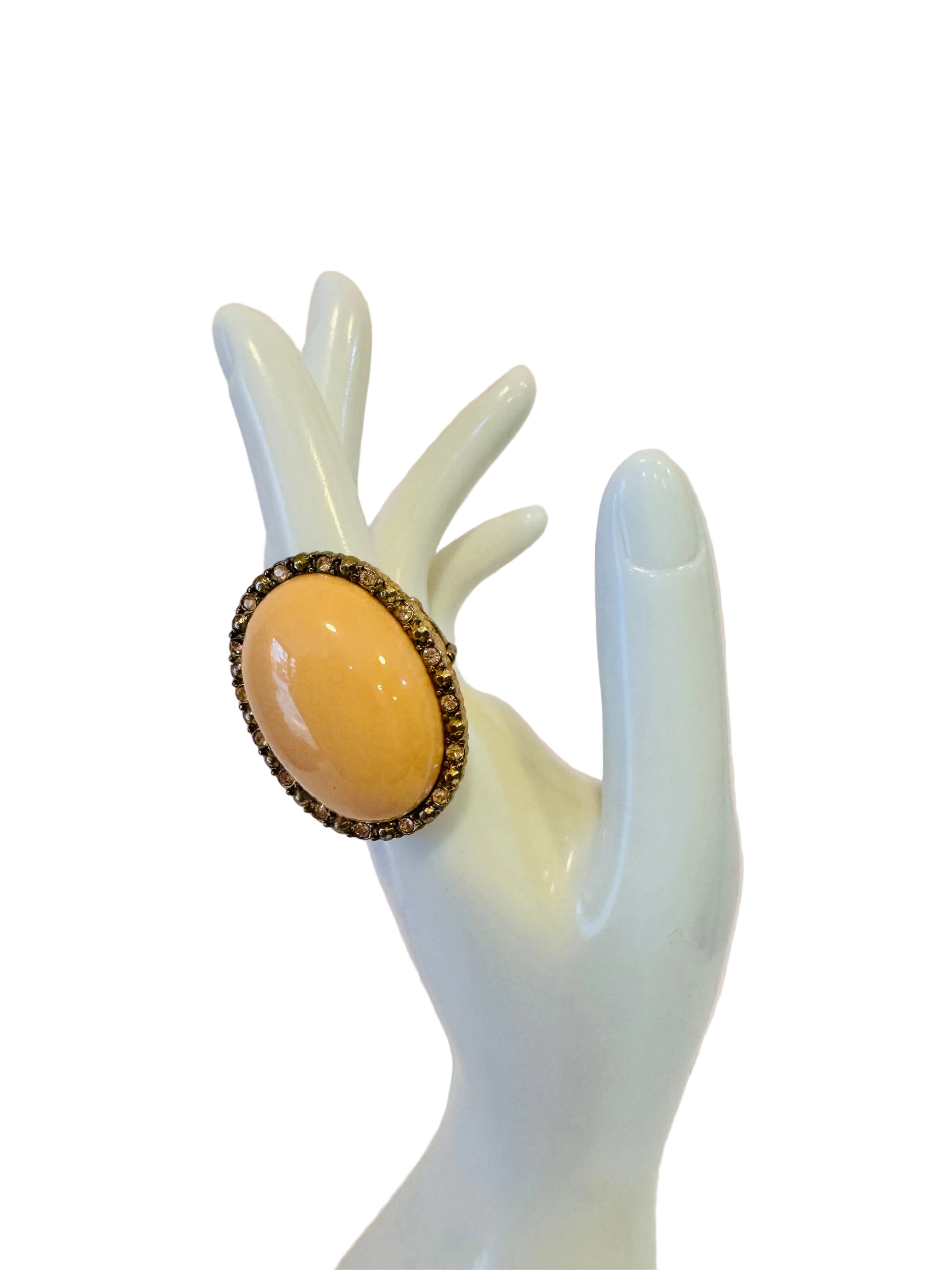 Vintage Peach Cabochon Statement Ring
