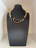 Vintage Black Enamel Collar Statement Necklace