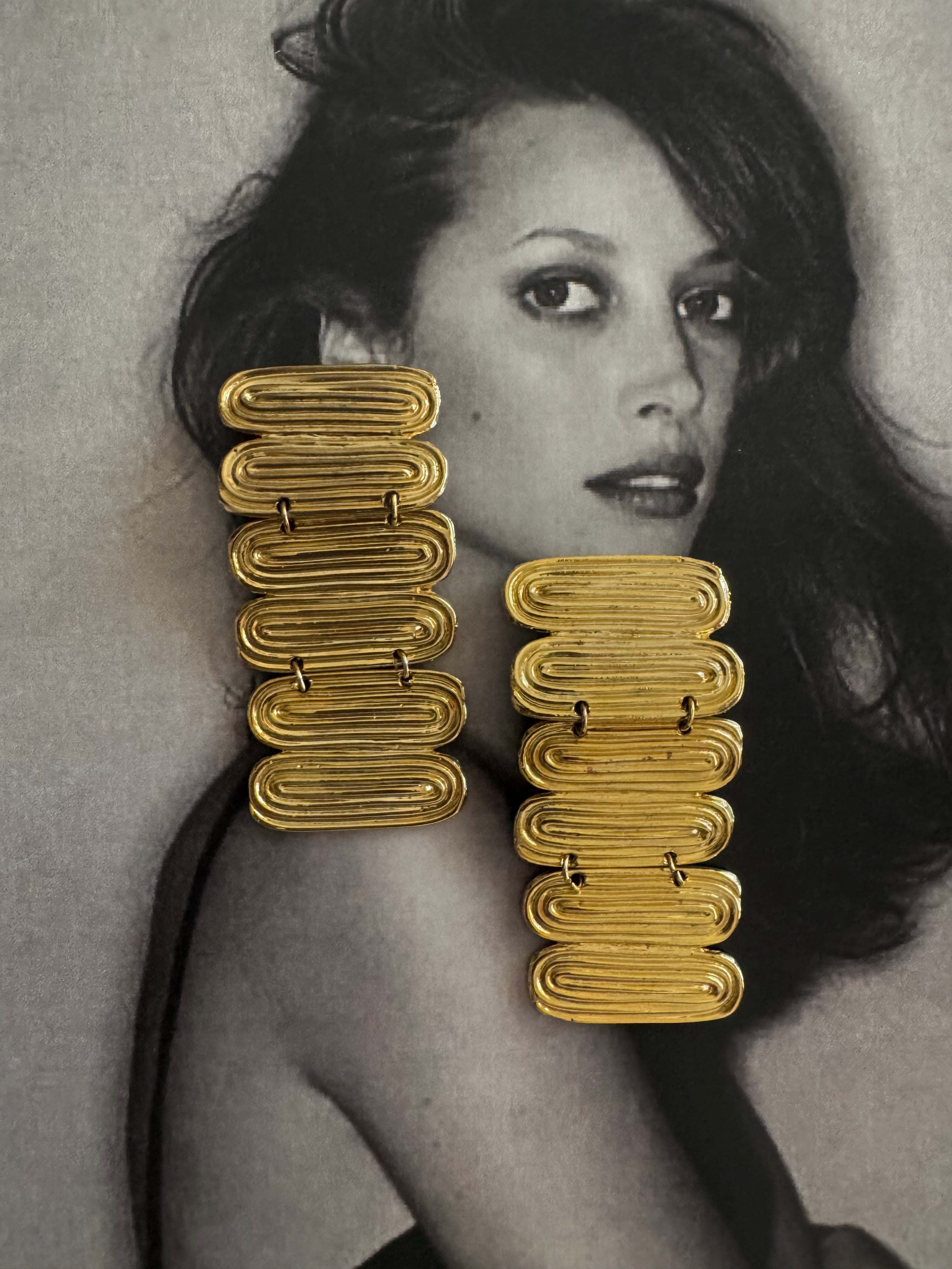 Vintage Modernist Link Statement Earrings
