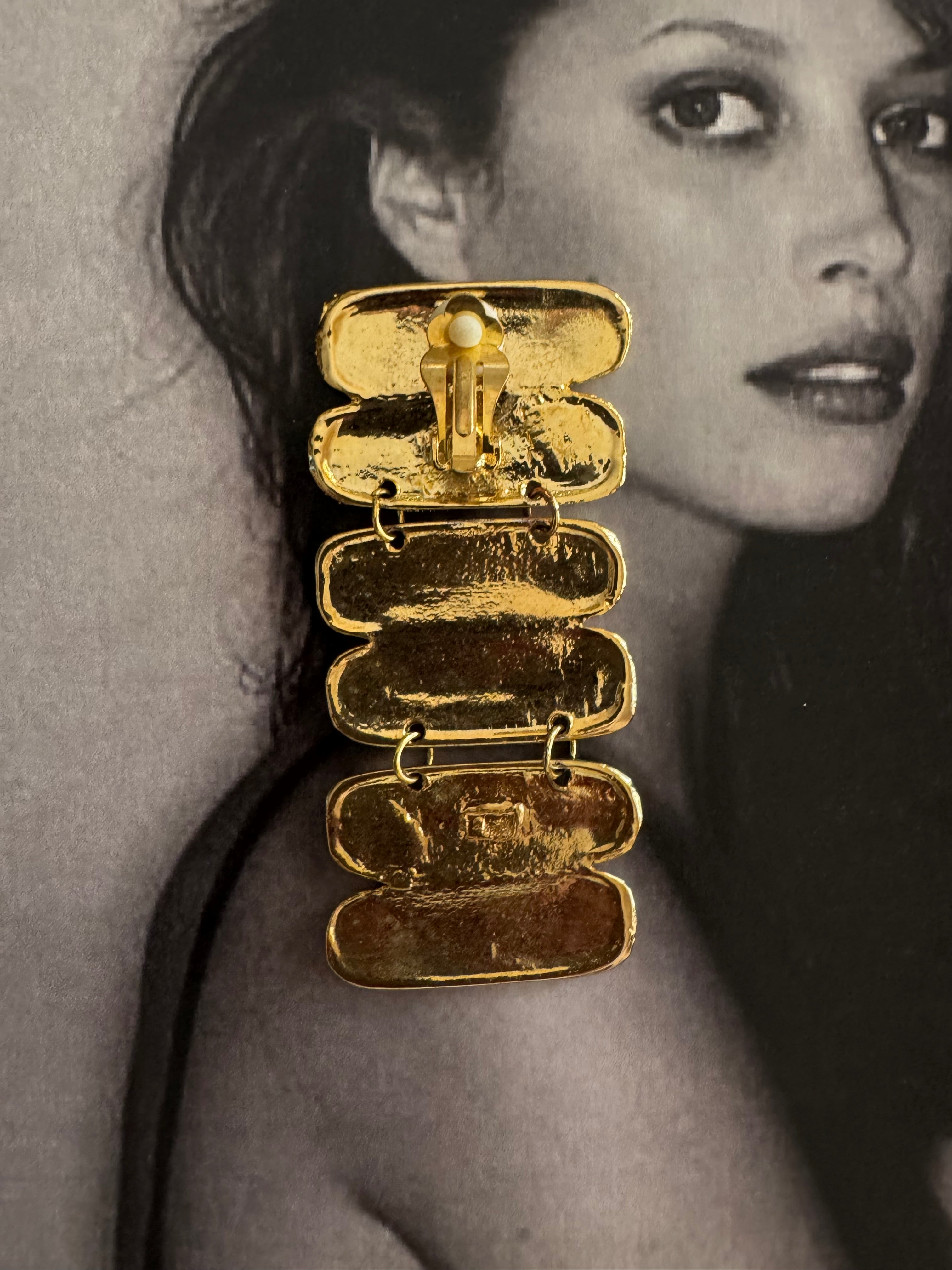 Vintage Modernist Link Statement Earrings