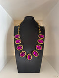 Vintage Fuchsia Byzantine Revival Statement Necklace