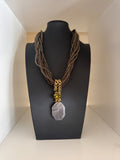 Signed Botswana Agate Multi Strand Statement Necklace