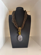 Signed Botswana Agate Multi Strand Statement Necklace