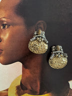 Vintage Baroque Revival Clip Earrings