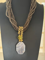 Signed Botswana Agate Multi Strand Statement Necklace