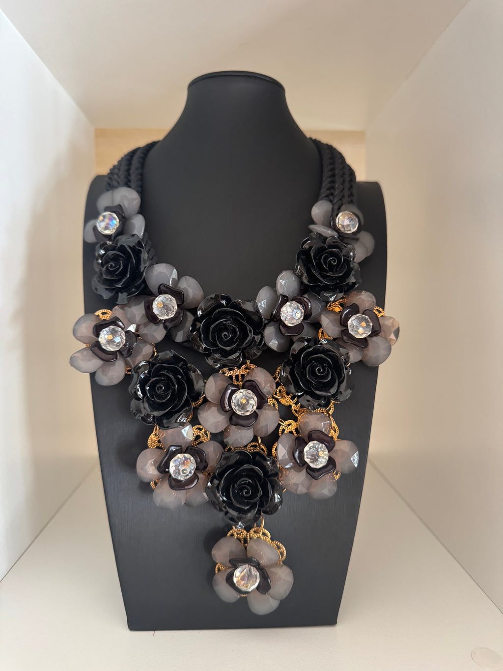Vintage Floral Resin Statement Necklace